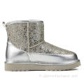 Bottes de peau de mouton en strass